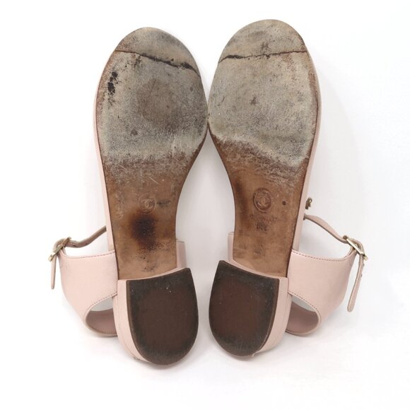 Chanel Quilted Logo 38 Baby Pink Flat T Strap Sandals Chain CC Logo - Picture 12 of 12